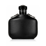 John Varvatos Dark Rebel Rider fragrance bottle with a black leather case.