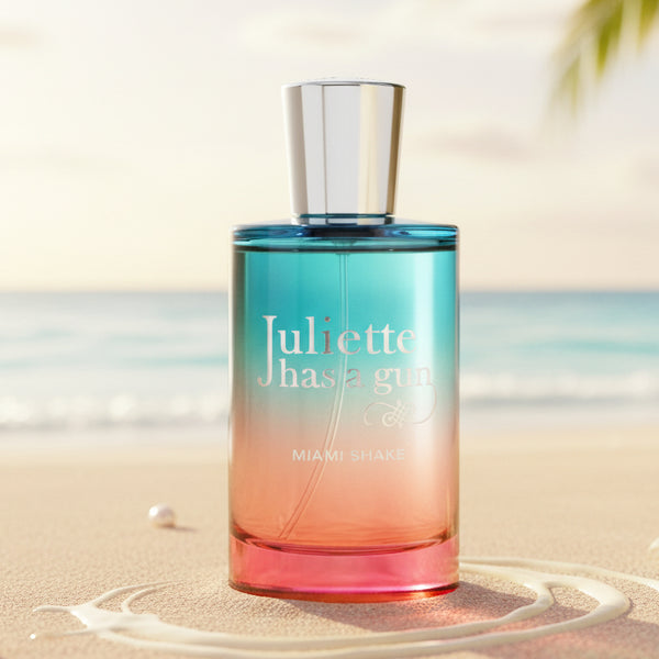Juliette Has a Gun Miami Shake perfume bottle with a gradient glass bottle.