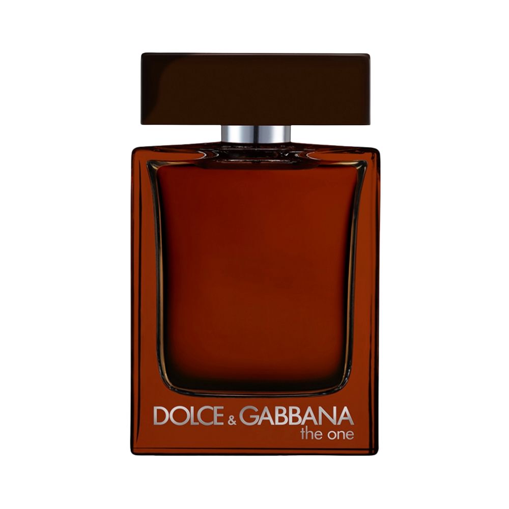 Dolce & Gabbana The One for Men Parfum bottle with brown cap and amber liquid.