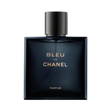 Bleu de Chanel Parfum for men in a dark blue bottle.