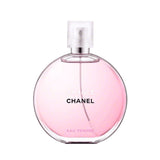 Chanel Chance Eau Tendre perfume bottle with pink liquid.