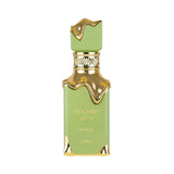 Eclaire Pistache perfume bottle with green and gold accents.